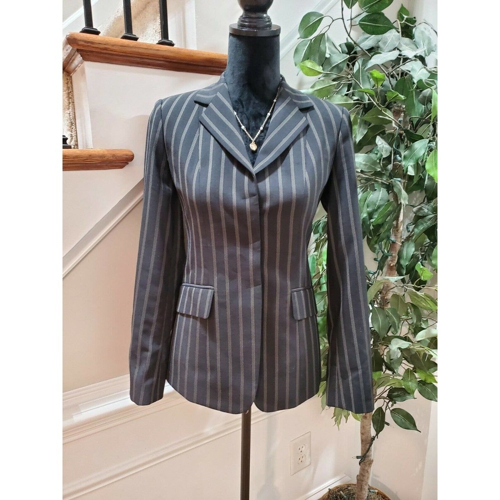 Marks & Spencer Per Una Black Wool Long Sleeve Single Breasted Jacket Blazer 8